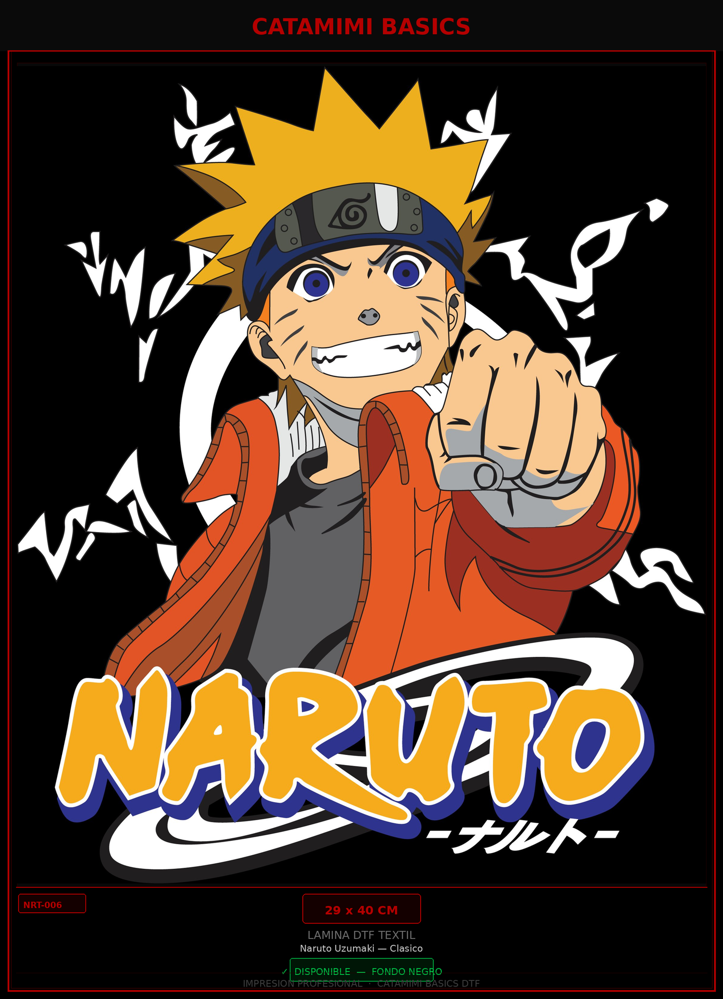 Lámina DTF — Naruto Uzumaki — Pose Puño Clasico (NRT-006)