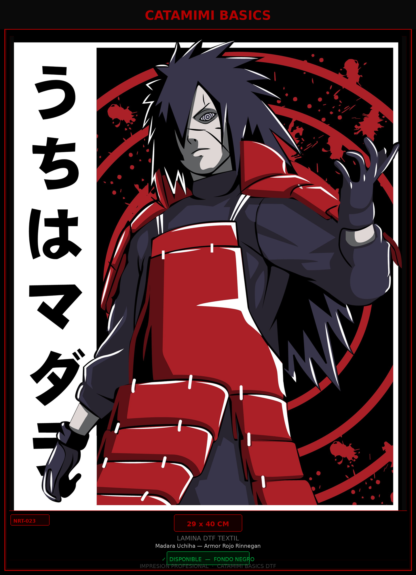 Lámina DTF — Madara Uchiha — Armor Rojo Rinnegan (NRT-023)