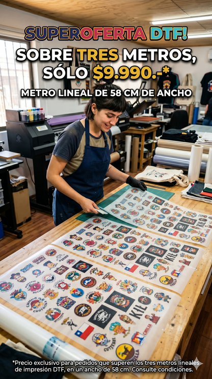 ¡IMPRESIÓN DTF PREMIUM POR 3 METROS