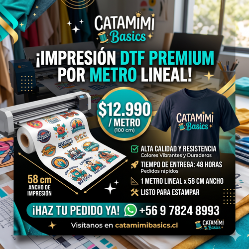 ¡IMPRESIÓN DTF PREMIUM POR 1 METRO!