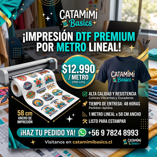 ¡IMPRESIÓN DTF PREMIUM POR 1 METRO!
