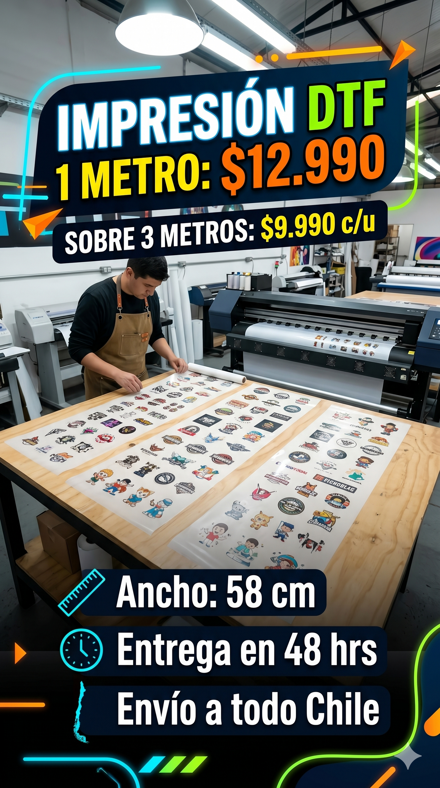 ¡IMPRESIÓN DTF PREMIUM POR 1 METRO!