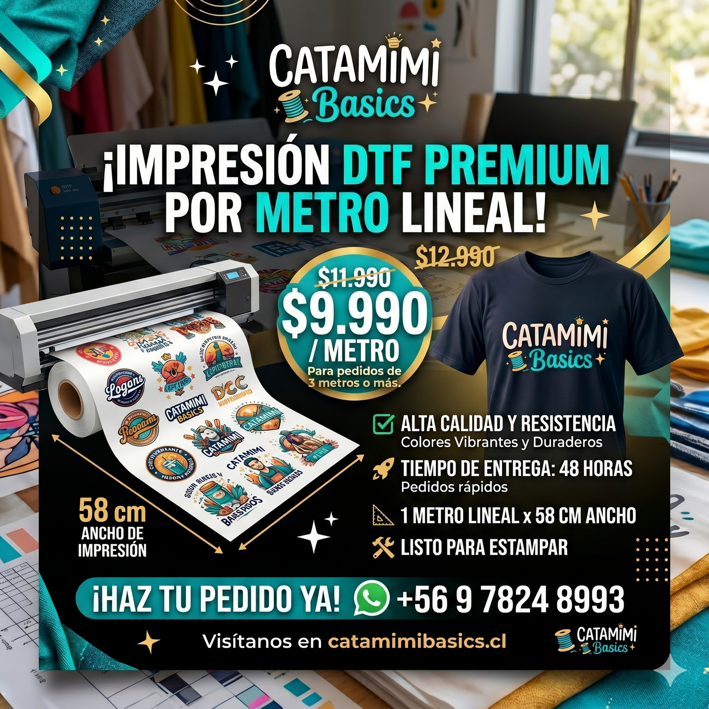 ¡IMPRESIÓN DTF PREMIUM POR 1 METRO!