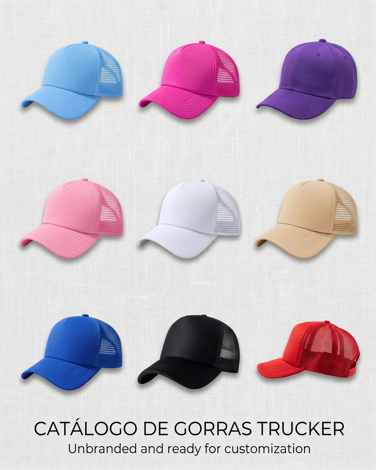 JOCKEY TRUCKER MALLA – 15 COLORES – IDEAL PARA ESTAMPAR, SUBLIMAR Y BORDAR