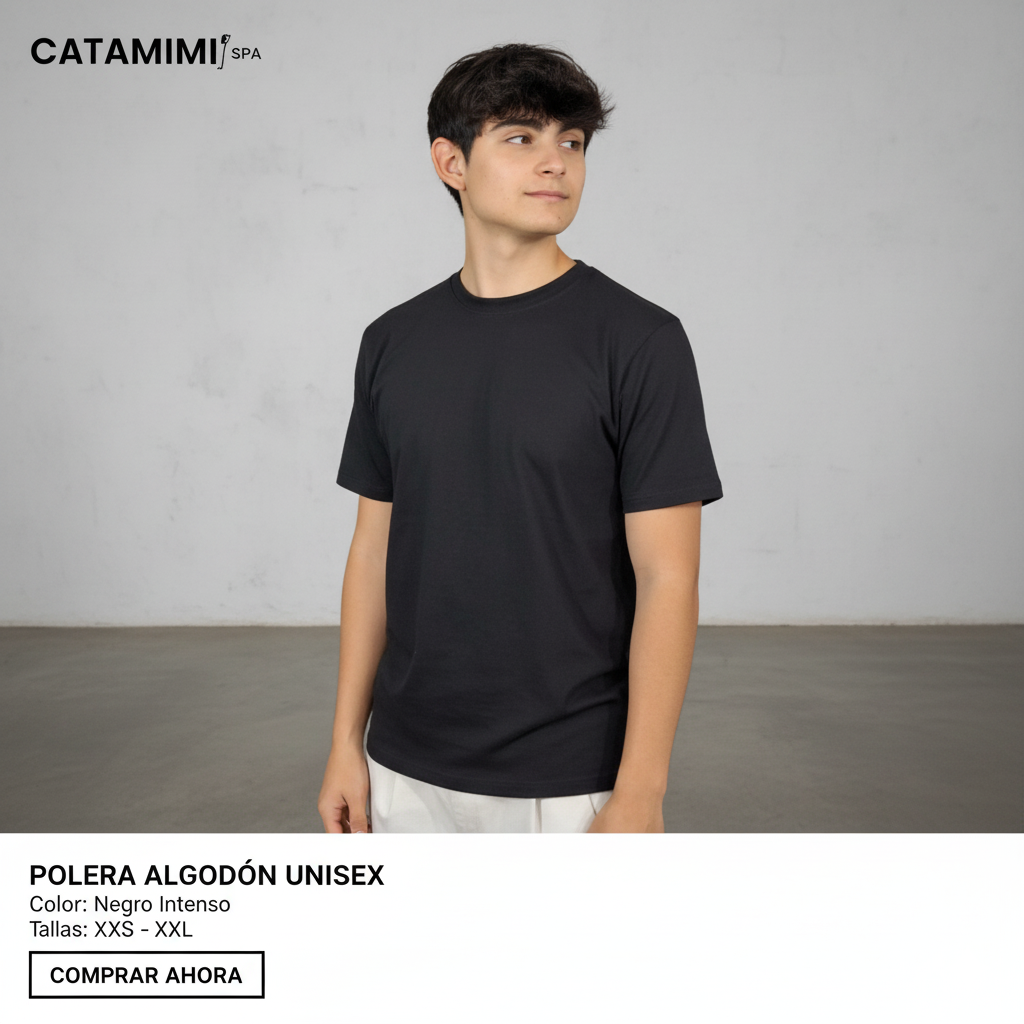 Polera Unisex 100% Algodón Premium Negra