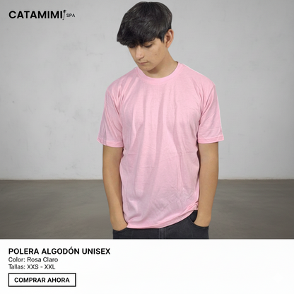 Polera Unisex 100% Algodón Premium Rosa bebe