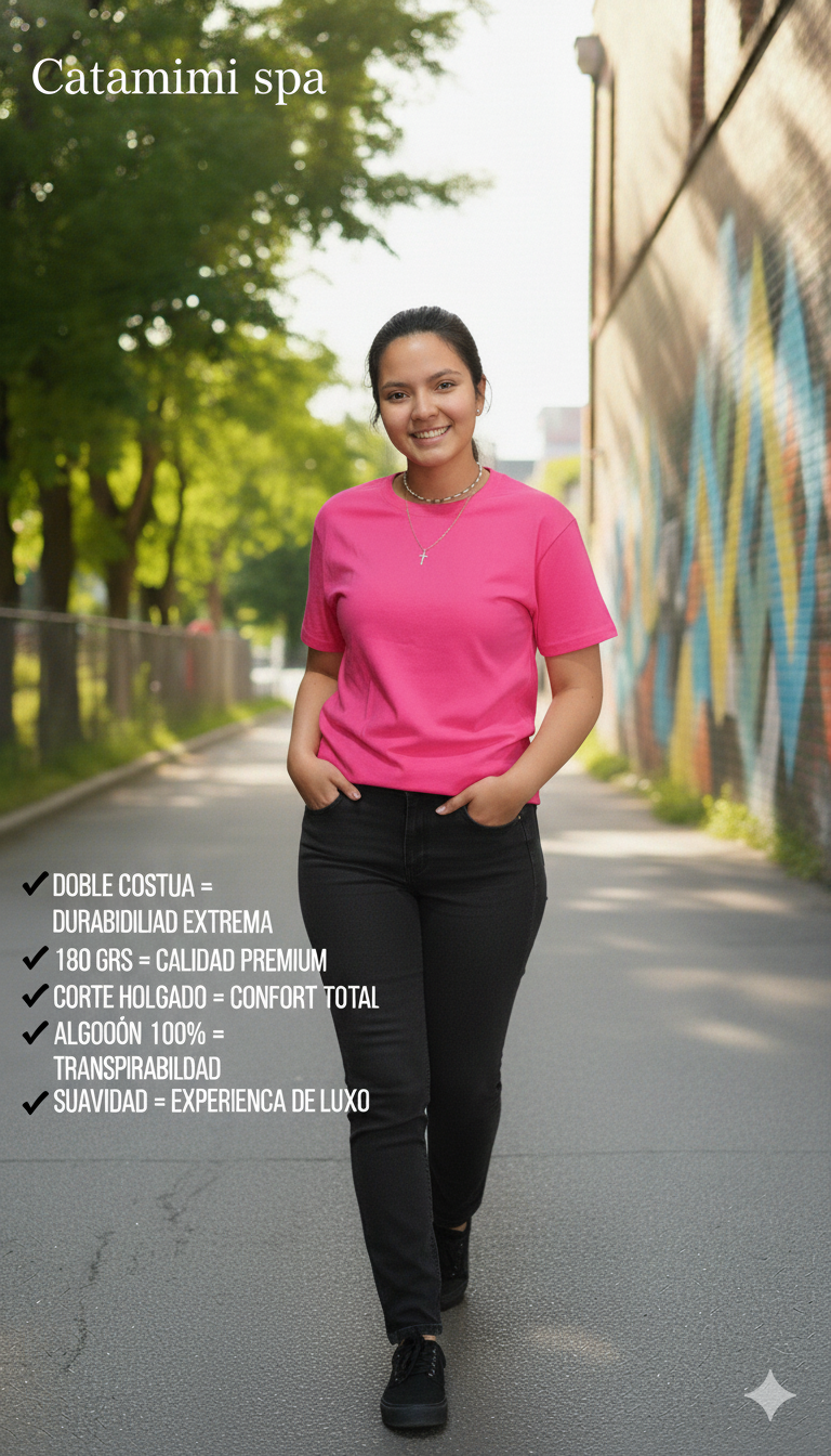 Polera Unisex 100% Algodón Premium Fucsia