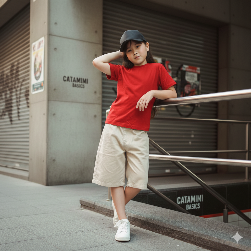 Poleras unisex de algodon de Niños Roja