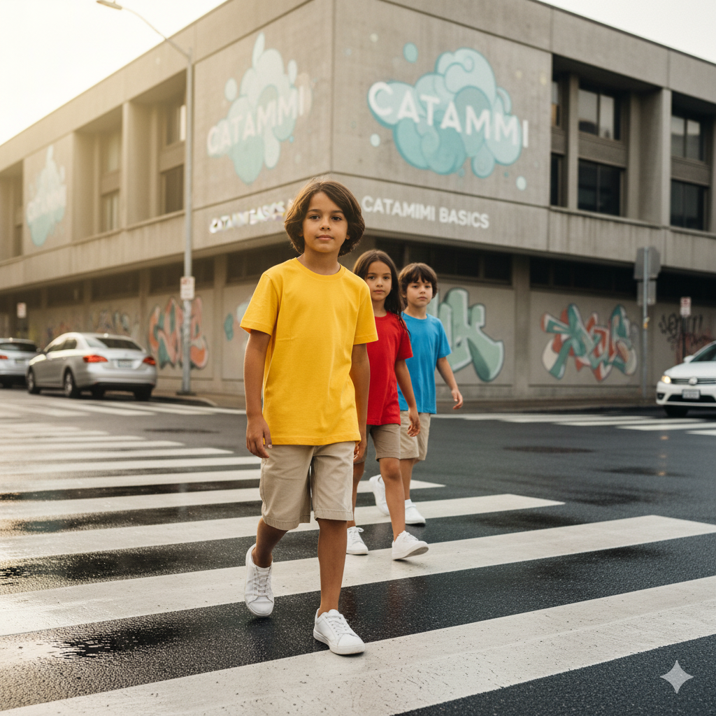 Poleras unisex de algodon de Niños amarilla