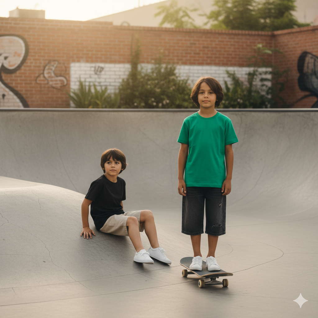 Poleras unisex de algodon de Niños Negra