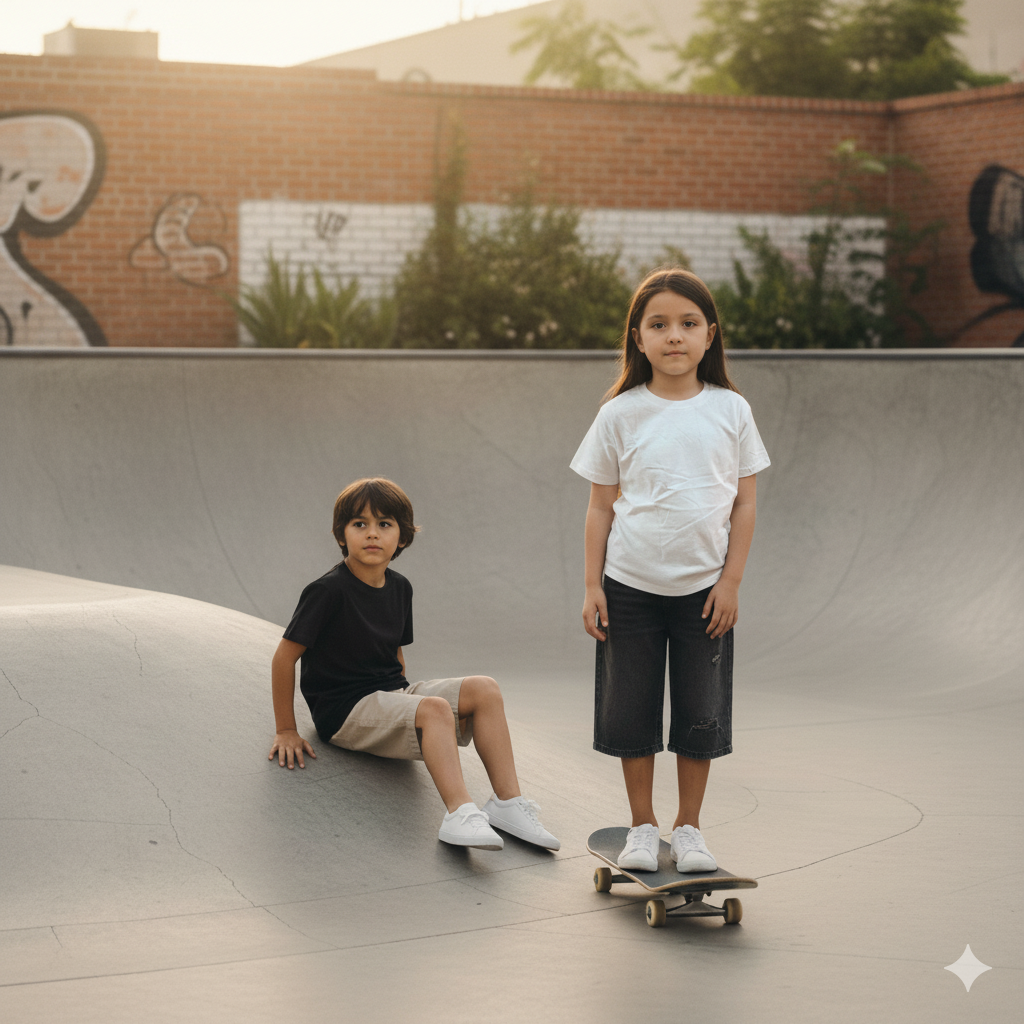 Poleras unisex de algodon de Niños Negra