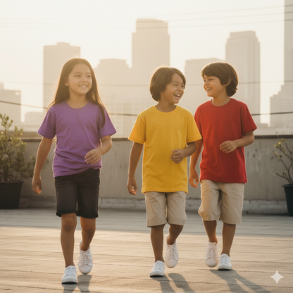 Poleras unisex de algodon de Niños amarilla