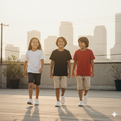 Poleras unisex de algodon de Niños blanca
