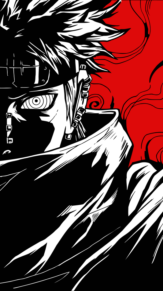 Lámina DTF — Kurama — Zorro Nueve Colas Silueta Roja (NRT-013)