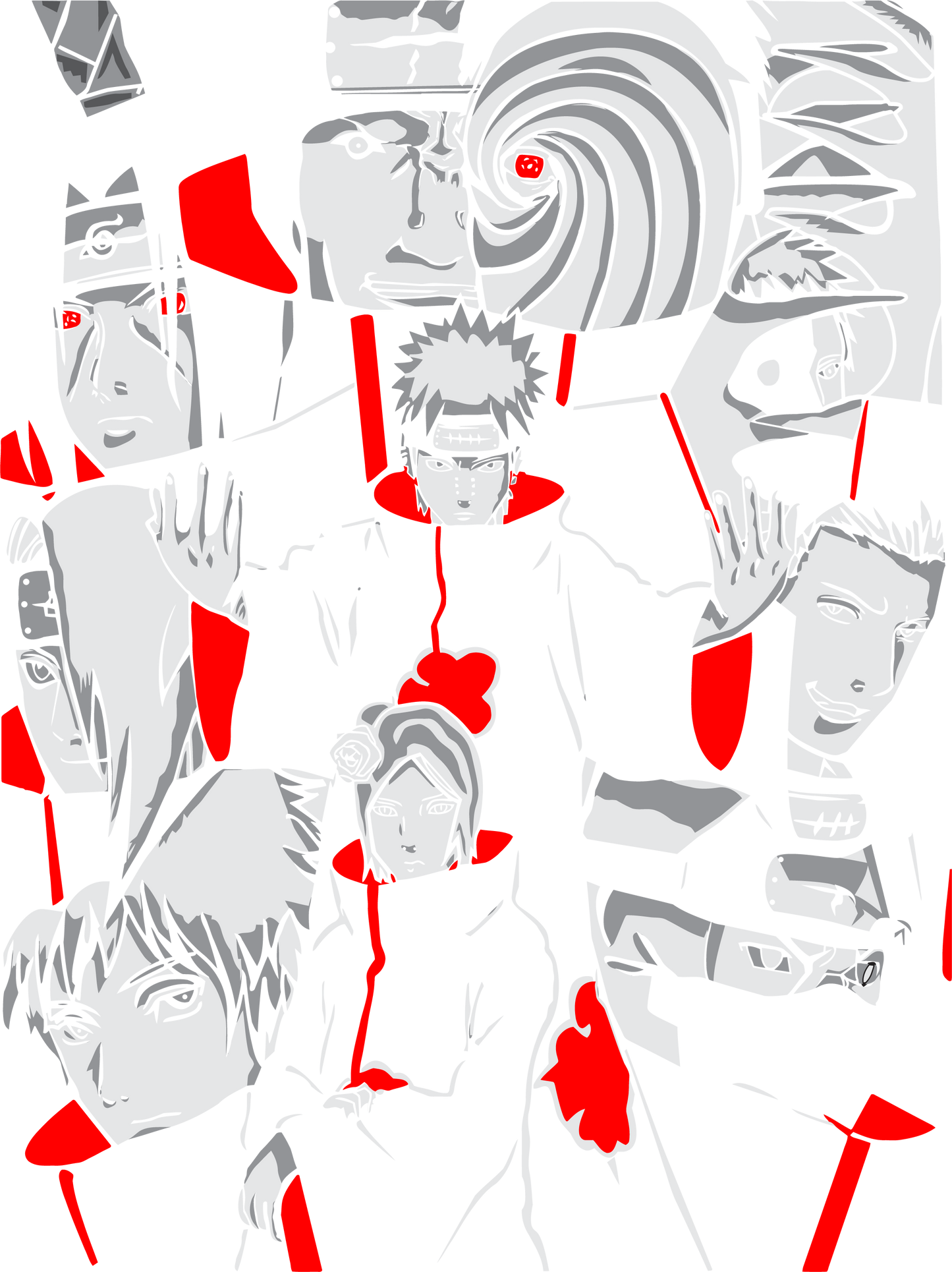 Lámina DTF — Akatsuki — Pain y Miembros Collage (NRT-021)