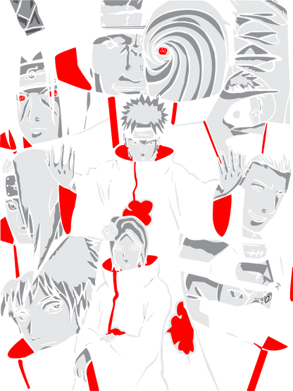 Lámina DTF — Akatsuki — Pain y Miembros Collage (NRT-021)