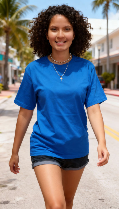 Polera Unisex 100% Algodón Premium azul rey