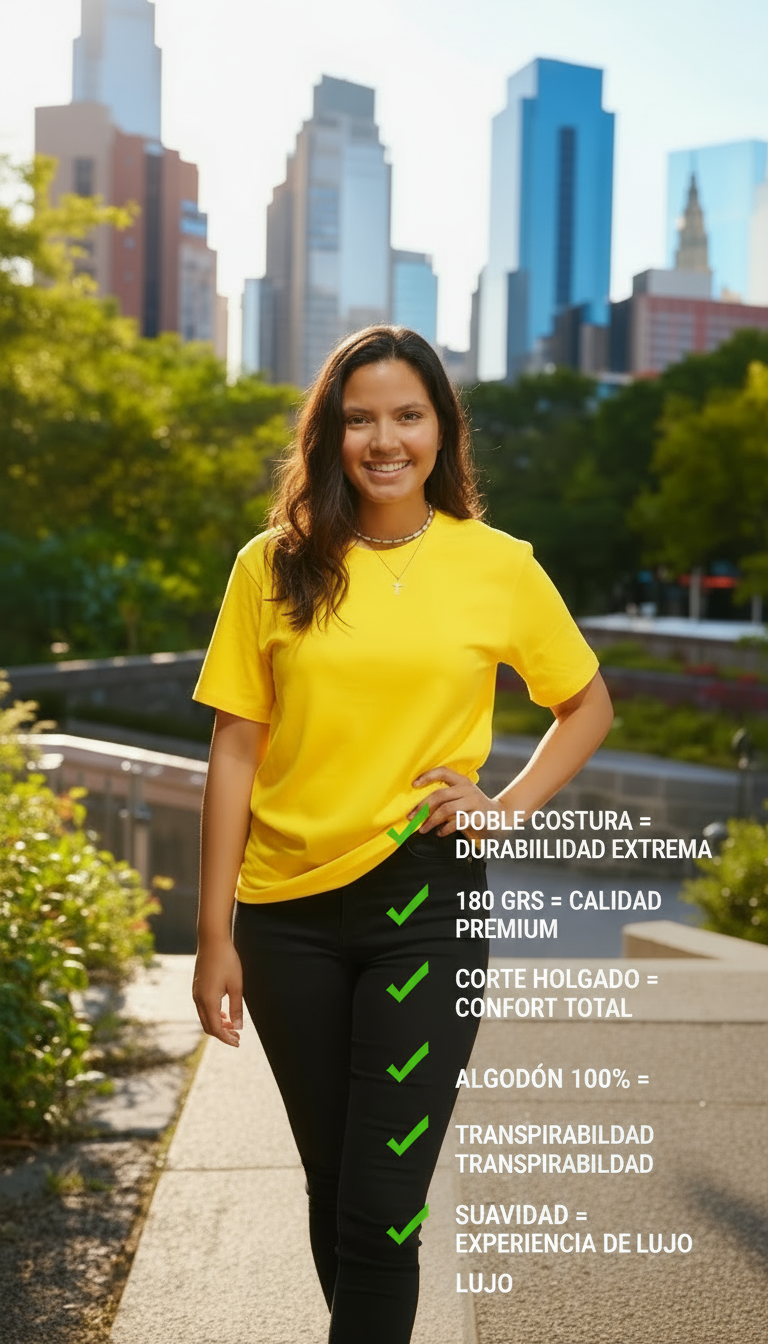 Polera Unisex 100% Algodón Premium Amarilla