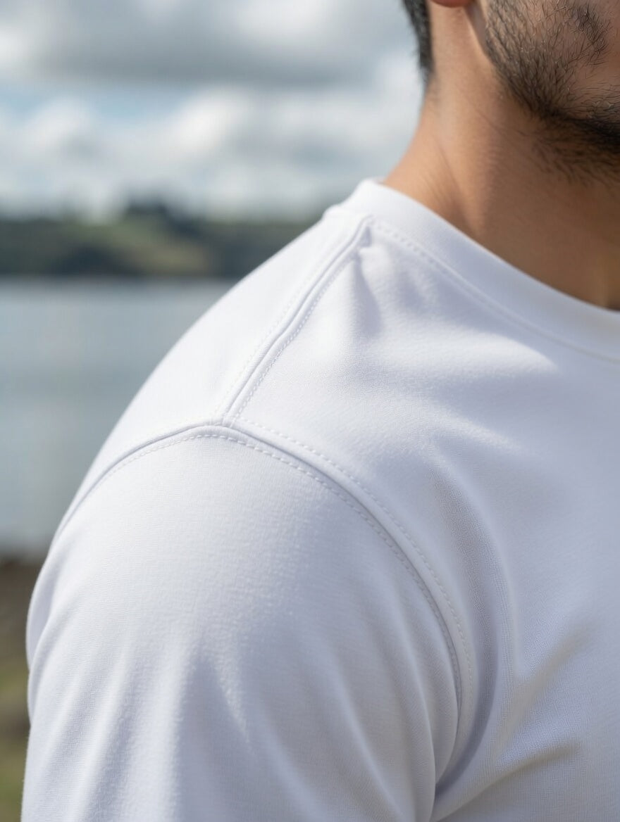 Polera unisex manga larga 100% algodón peinado premium. BLANCO