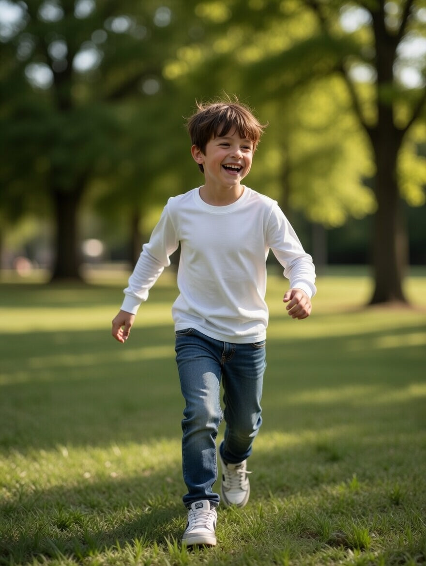 Polera manga larga infantil 100% algodón suave premium. BLANCO