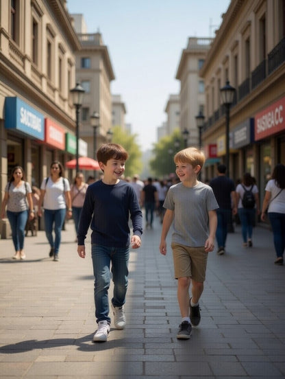 Polera manga larga infantil 100% algodón suave premium. AZUL MARINO