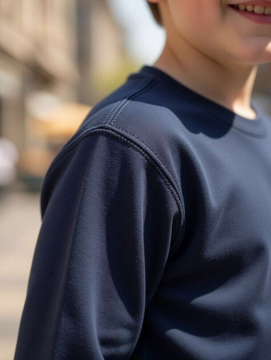 Polera manga larga infantil 100% algodón suave premium. AZUL MARINO