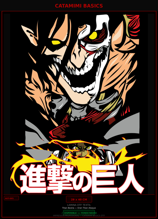 Lámina DTF — Titan Bestia — Eren Titan Ataque (AOT-005)