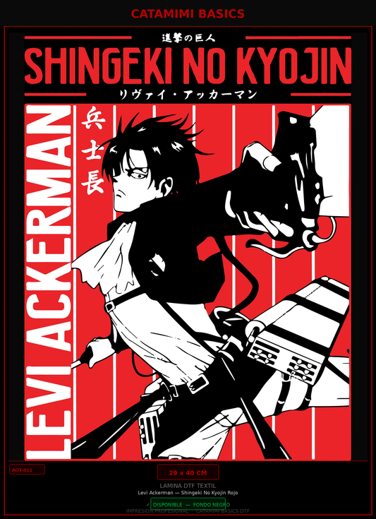 Lámina DTF — Levi Ackerman — Shingeki No Kyojin Rojo (AOT-011)