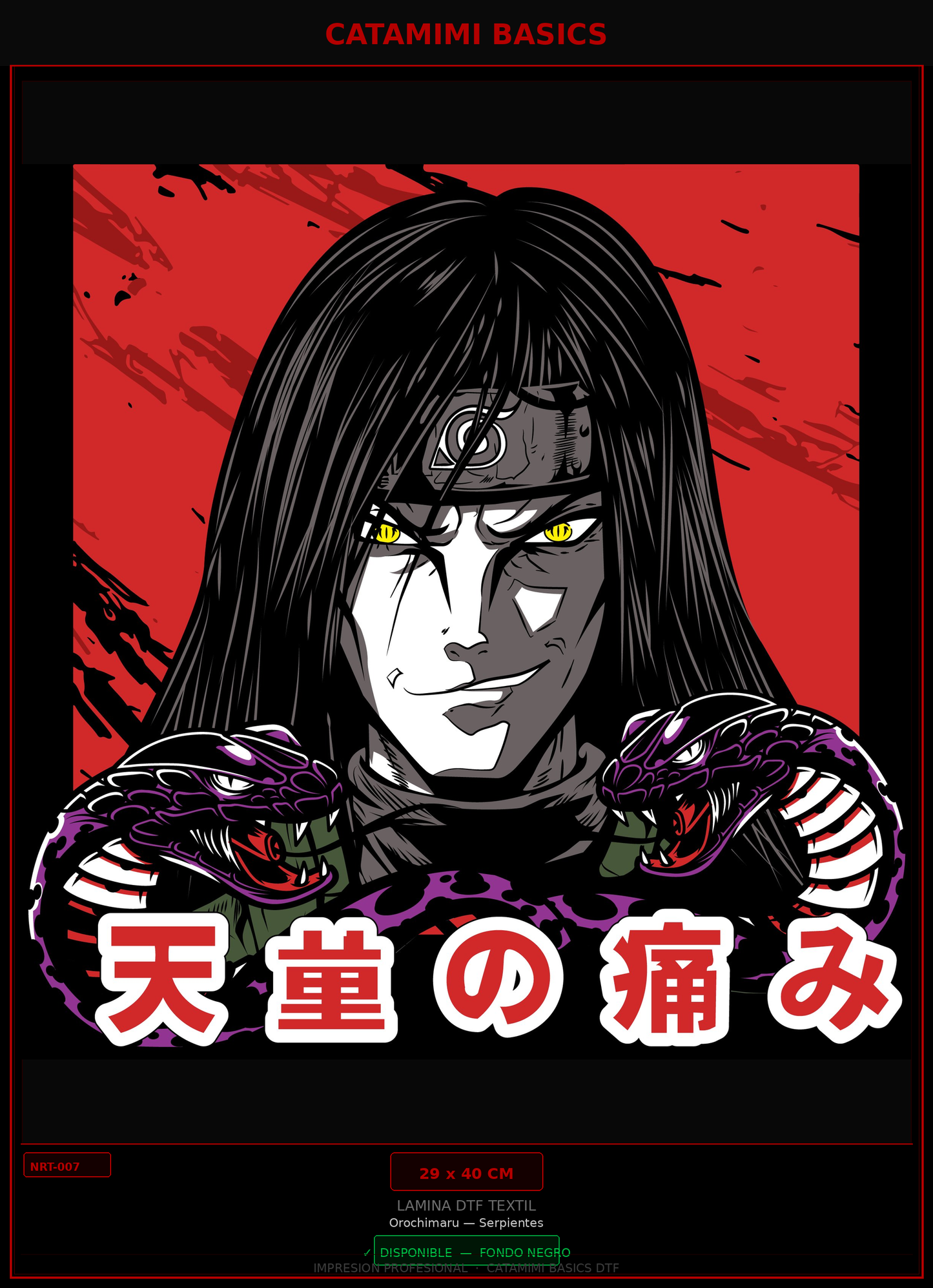 Lámina DTF — Orochimaru — Serpientes Ojos Amarillos (NRT-007)