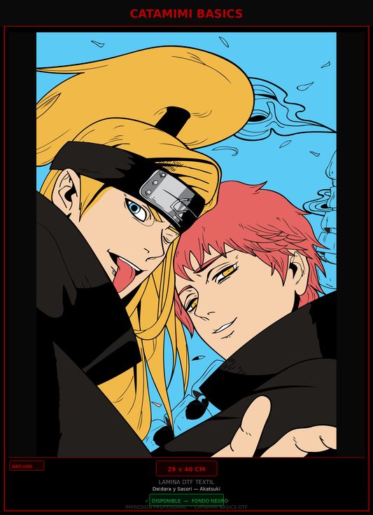 Lámina DTF — Deidara y Sasori — Duo Akatsuki (NRT-008)