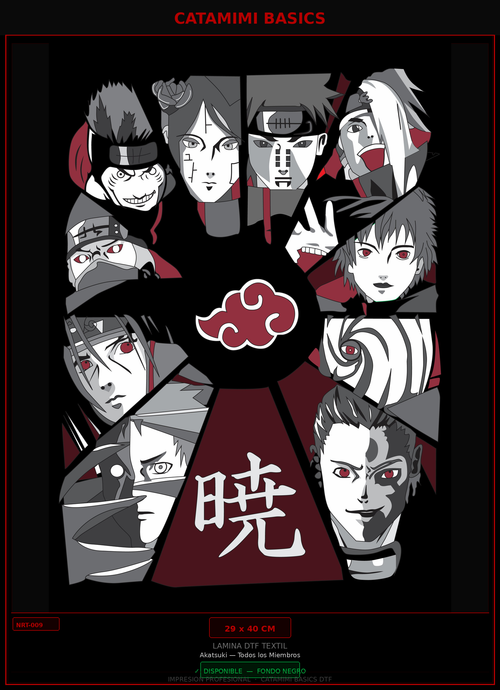 Lámina DTF — Akatsuki — Todos los Miembros Nube Roja (NRT-009)