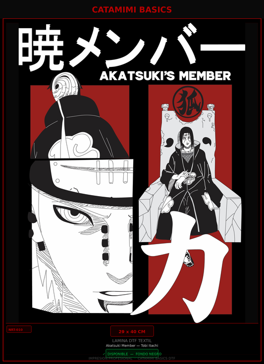 Lámina DTF — Akatsuki Member — Tobi e Itachi (NRT-010)