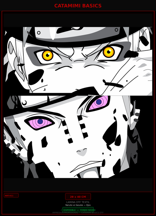 Lámina DTF — Naruto vs Sasuke — Ojos Kurama Rinnegan (NRT-011)
