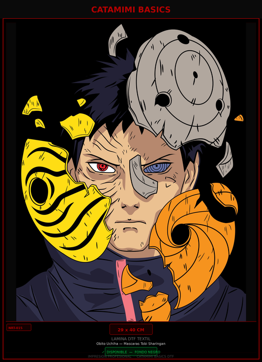 Lámina DTF — Obito Uchiha — Mascaras Tobi Sharingan (NRT-015)