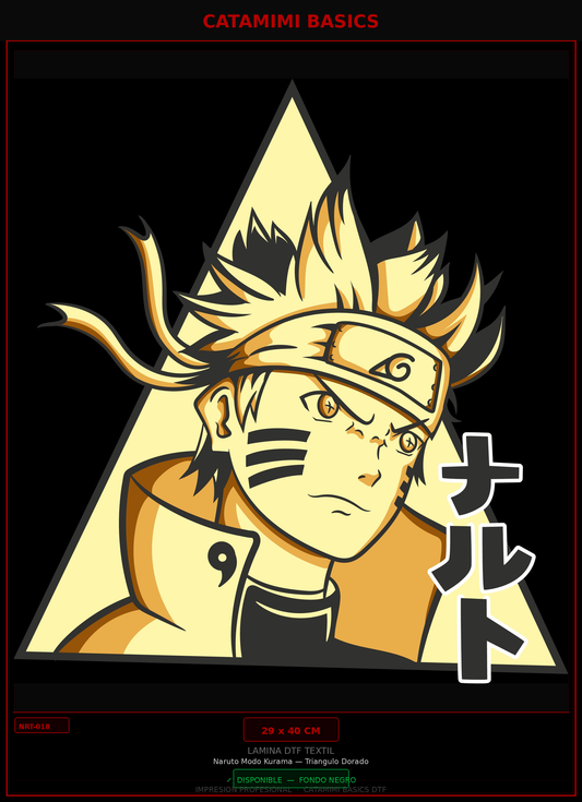 Lámina DTF — Naruto Modo Kurama — Triangulo Dorado (NRT-018)