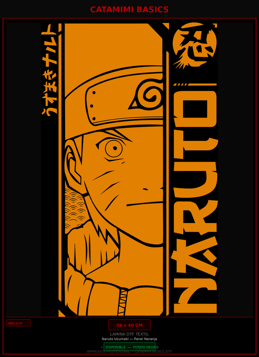 Lámina DTF — Naruto Uzumaki — Panel Naranja (NRT-019)