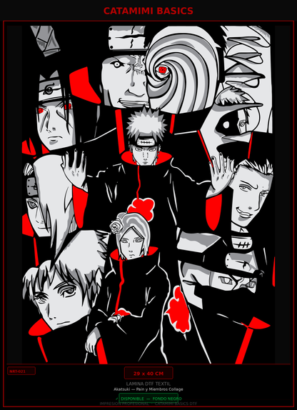 Lámina DTF — Akatsuki — Pain y Miembros Collage (NRT-021)