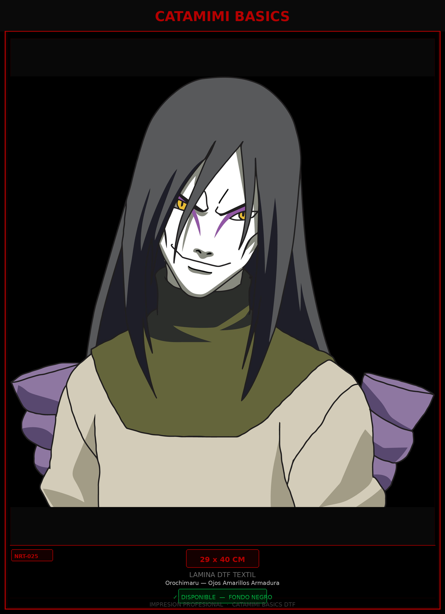 Lámina DTF — Orochimaru — Ojos Amarillos Armadura (NRT-025)