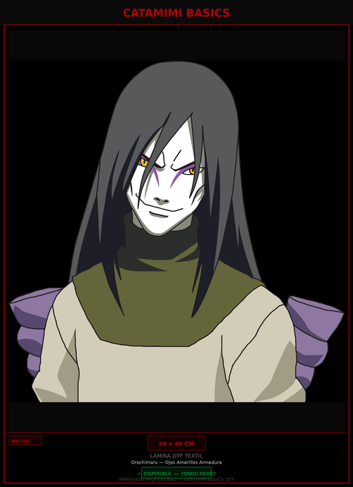 Lámina DTF — Orochimaru — Ojos Amarillos Armadura (NRT-025)